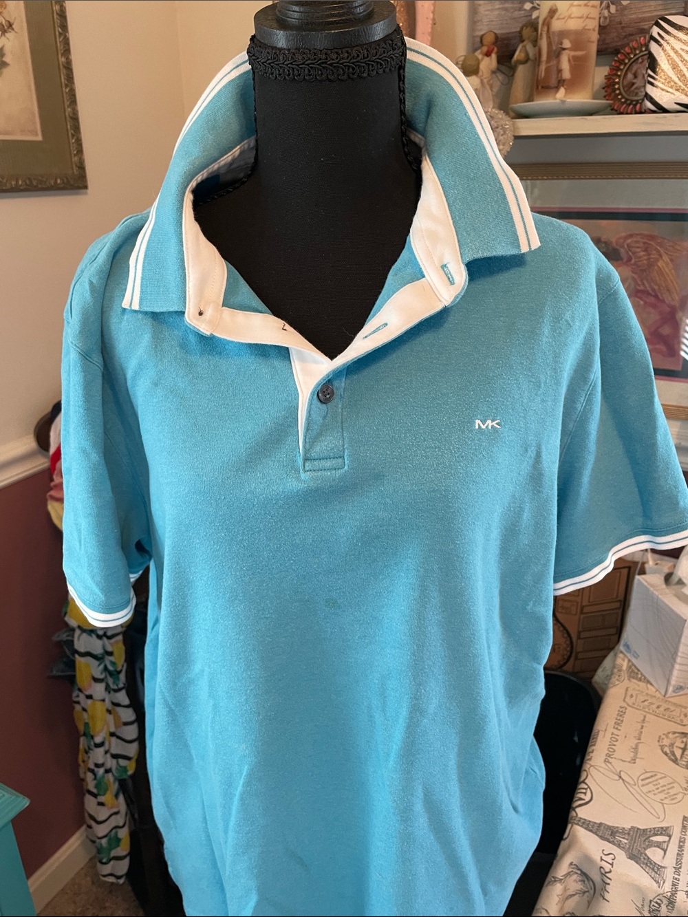 Michael Kors Turquoise and White Polo Shirt